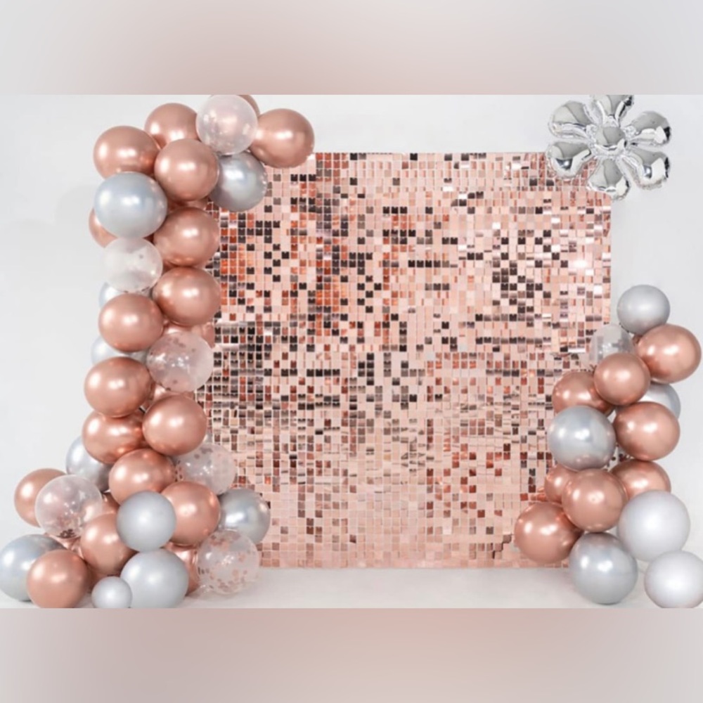 🆕 Kate Square Rose Gold Sequin Panels for Shimmer Wall (pack of 12)